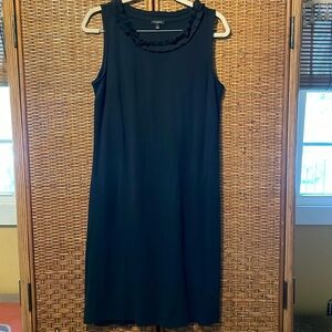 Talbot’s black cotton knit sleeveless shift with ruffle neck worn once size M